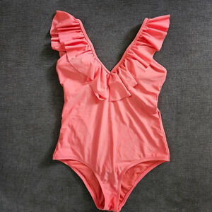 Jessica Simpson Women's One-Piece Ruffle Shoulder Swimsuit size small